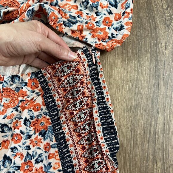 Free People Floral Tie Waist Ruffle Short Surf Date Jumpsuit Romper Sz 0 - Picture 11 of 15